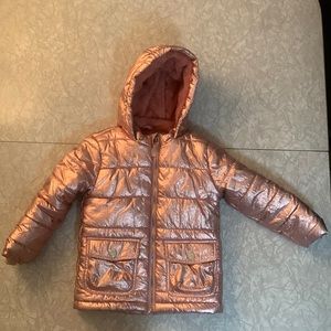 4T Girls Rose Gold Cat & Jack Hooded Winter Coat